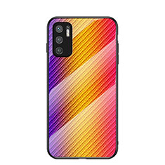 Coque Rebord Contour Silicone et Vitre Miroir Housse Etui Degrade Arc en Ciel LS2 pour Xiaomi Redmi Note 11 SE 5G Orange