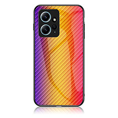 Coque Rebord Contour Silicone et Vitre Miroir Housse Etui Degrade Arc en Ciel LS2 pour Xiaomi Redmi Note 12 4G Orange