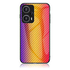 Coque Rebord Contour Silicone et Vitre Miroir Housse Etui Degrade Arc en Ciel LS2 pour Xiaomi Redmi Note 12 Turbo 5G Orange