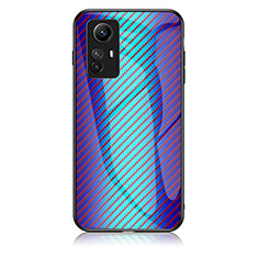 Coque Rebord Contour Silicone et Vitre Miroir Housse Etui Degrade Arc en Ciel LS2 pour Xiaomi Redmi Note 12S Bleu