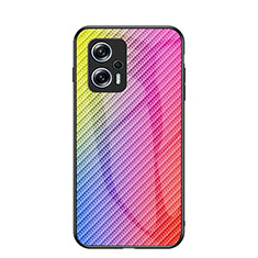 Coque Rebord Contour Silicone et Vitre Miroir Housse Etui Degrade Arc en Ciel LS2 pour Xiaomi Redmi Note 12T Pro 5G Rose