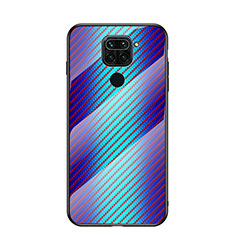 Coque Rebord Contour Silicone et Vitre Miroir Housse Etui Degrade Arc en Ciel LS2 pour Xiaomi Redmi Note 9 Bleu