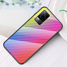 Coque Rebord Contour Silicone et Vitre Miroir Housse Etui Degrade Arc en Ciel LS3 pour Vivo Y73 (2021) Rose