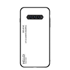 Coque Rebord Contour Silicone et Vitre Miroir Housse Etui Degrade Arc en Ciel LS3 pour Xiaomi Black Shark 4 5G Blanc