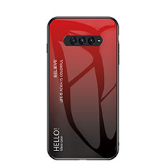 Coque Rebord Contour Silicone et Vitre Miroir Housse Etui Degrade Arc en Ciel LS3 pour Xiaomi Black Shark 4 5G Rouge