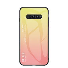 Coque Rebord Contour Silicone et Vitre Miroir Housse Etui Degrade Arc en Ciel LS3 pour Xiaomi Black Shark 4 Pro 5G Jaune