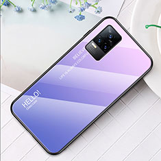 Coque Rebord Contour Silicone et Vitre Miroir Housse Etui Degrade Arc en Ciel LS4 pour Vivo Y73 (2021) Violet Clair