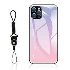 Coque Rebord Contour Silicone et Vitre Miroir Housse Etui Degrade Arc en Ciel M01 pour Apple iPhone 13 Pro Rose