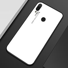 Coque Rebord Contour Silicone et Vitre Miroir Housse Etui Degrade Arc en Ciel M01 pour Huawei Y9 (2019) Blanc