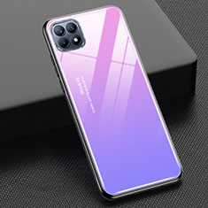 Coque Rebord Contour Silicone et Vitre Miroir Housse Etui Degrade Arc en Ciel M01 pour Oppo Reno4 SE 5G Rose