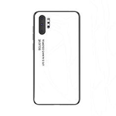 Coque Rebord Contour Silicone et Vitre Miroir Housse Etui Degrade Arc en Ciel M01 pour Samsung Galaxy Note 10 Plus Blanc