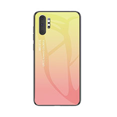 Coque Rebord Contour Silicone et Vitre Miroir Housse Etui Degrade Arc en Ciel M01 pour Samsung Galaxy Note 10 Plus Jaune