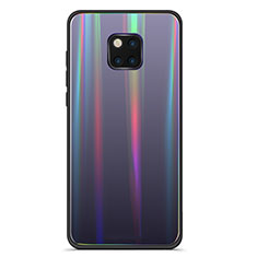 Coque Rebord Contour Silicone et Vitre Miroir Housse Etui Degrade Arc en Ciel M02 pour Huawei Mate 20 Pro Noir