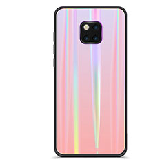 Coque Rebord Contour Silicone et Vitre Miroir Housse Etui Degrade Arc en Ciel M02 pour Huawei Mate 20 Pro Or Rose