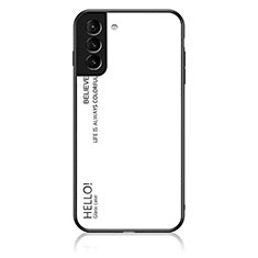 Coque Rebord Contour Silicone et Vitre Miroir Housse Etui Degrade Arc en Ciel M02 pour Samsung Galaxy S22 Plus 5G Blanc