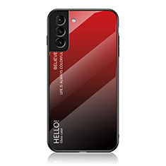 Coque Rebord Contour Silicone et Vitre Miroir Housse Etui Degrade Arc en Ciel M02 pour Samsung Galaxy S23 5G Rouge