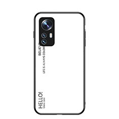 Coque Rebord Contour Silicone et Vitre Miroir Housse Etui Degrade Arc en Ciel M02 pour Xiaomi Mi 12S 5G Blanc