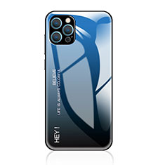 Coque Rebord Contour Silicone et Vitre Miroir Housse Etui Degrade Arc en Ciel pour Apple iPhone 13 Pro Max Bleu
