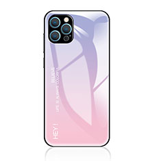 Coque Rebord Contour Silicone et Vitre Miroir Housse Etui Degrade Arc en Ciel pour Apple iPhone 14 Pro Max Rose