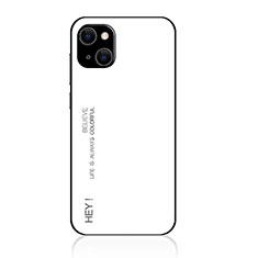 Coque Rebord Contour Silicone et Vitre Miroir Housse Etui Degrade Arc en Ciel pour Apple iPhone 15 Plus Blanc