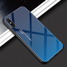 Coque Rebord Contour Silicone et Vitre Miroir Housse Etui Degrade Arc en Ciel pour Huawei Enjoy 10e Bleu