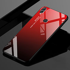 Coque Rebord Contour Silicone et Vitre Miroir Housse Etui Degrade Arc en Ciel pour Huawei Enjoy Max Rouge