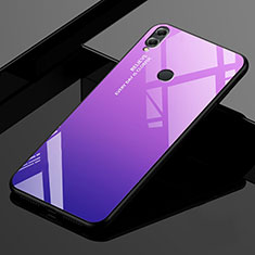 Coque Rebord Contour Silicone et Vitre Miroir Housse Etui Degrade Arc en Ciel pour Huawei Enjoy Max Violet