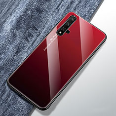 Coque Rebord Contour Silicone et Vitre Miroir Housse Etui Degrade Arc en Ciel pour Huawei Honor 20 Rouge