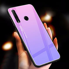 Coque Rebord Contour Silicone et Vitre Miroir Housse Etui Degrade Arc en Ciel pour Huawei Honor 20E Violet