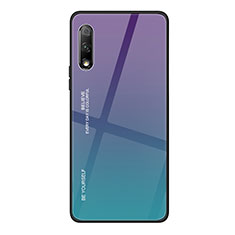 Coque Rebord Contour Silicone et Vitre Miroir Housse Etui Degrade Arc en Ciel pour Huawei Honor 9X Violet