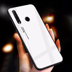 Coque Rebord Contour Silicone et Vitre Miroir Housse Etui Degrade Arc en Ciel pour Huawei P Smart+ Plus (2019) Blanc