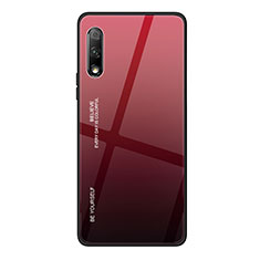 Coque Rebord Contour Silicone et Vitre Miroir Housse Etui Degrade Arc en Ciel pour Huawei P Smart Z (2019) Rouge