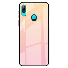 Coque Rebord Contour Silicone et Vitre Miroir Housse Etui Degrade Arc en Ciel pour Huawei P Smart Z Rose