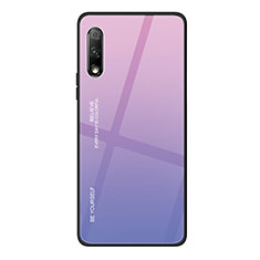 Coque Rebord Contour Silicone et Vitre Miroir Housse Etui Degrade Arc en Ciel pour Huawei Y9 Prime (2019) Rose