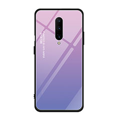 Coque Rebord Contour Silicone et Vitre Miroir Housse Etui Degrade Arc en Ciel pour OnePlus 7 Pro Violet