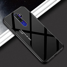 Coque Rebord Contour Silicone et Vitre Miroir Housse Etui Degrade Arc en Ciel pour Oppo A11X Noir