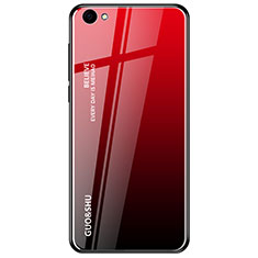 Coque Rebord Contour Silicone et Vitre Miroir Housse Etui Degrade Arc en Ciel pour Oppo A3 Rouge