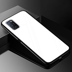 Coque Rebord Contour Silicone et Vitre Miroir Housse Etui Degrade Arc en Ciel pour Oppo A72 Blanc