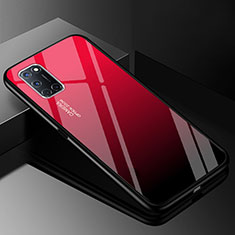 Coque Rebord Contour Silicone et Vitre Miroir Housse Etui Degrade Arc en Ciel pour Oppo A72 Rouge et Noir