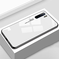 Coque Rebord Contour Silicone et Vitre Miroir Housse Etui Degrade Arc en Ciel pour Oppo A91 Blanc