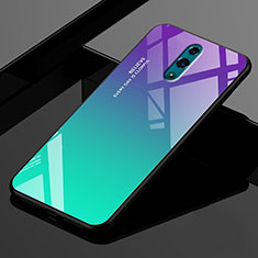 Coque Rebord Contour Silicone et Vitre Miroir Housse Etui Degrade Arc en Ciel pour Oppo Realme X Mixte