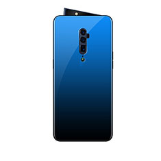 Coque Rebord Contour Silicone et Vitre Miroir Housse Etui Degrade Arc en Ciel pour Oppo Reno 10X Zoom Bleu