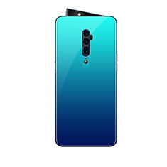 Coque Rebord Contour Silicone et Vitre Miroir Housse Etui Degrade Arc en Ciel pour Oppo Reno 10X Zoom Bleu Ciel