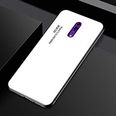 Coque Rebord Contour Silicone et Vitre Miroir Housse Etui Degrade Arc en Ciel pour Oppo Reno Z Blanc