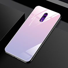 Coque Rebord Contour Silicone et Vitre Miroir Housse Etui Degrade Arc en Ciel pour Oppo Reno Z Rose