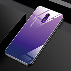 Coque Rebord Contour Silicone et Vitre Miroir Housse Etui Degrade Arc en Ciel pour Oppo Reno Z Violet