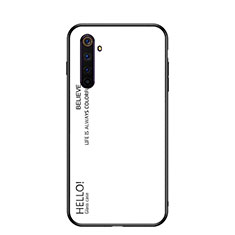 Coque Rebord Contour Silicone et Vitre Miroir Housse Etui Degrade Arc en Ciel pour Realme 6 Blanc