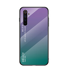 Coque Rebord Contour Silicone et Vitre Miroir Housse Etui Degrade Arc en Ciel pour Realme 6 Vert