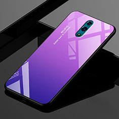 Coque Rebord Contour Silicone et Vitre Miroir Housse Etui Degrade Arc en Ciel pour Realme X Violet