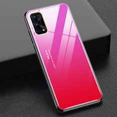 Coque Rebord Contour Silicone et Vitre Miroir Housse Etui Degrade Arc en Ciel pour Realme X7 Pro 5G Rouge